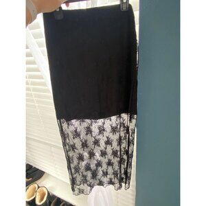 Abercrombie & Fitch Black Lace Midi Skirt XSP Witchy Whimsigoth Goth Punk